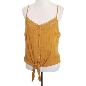 golden yellow buttondown tie up top